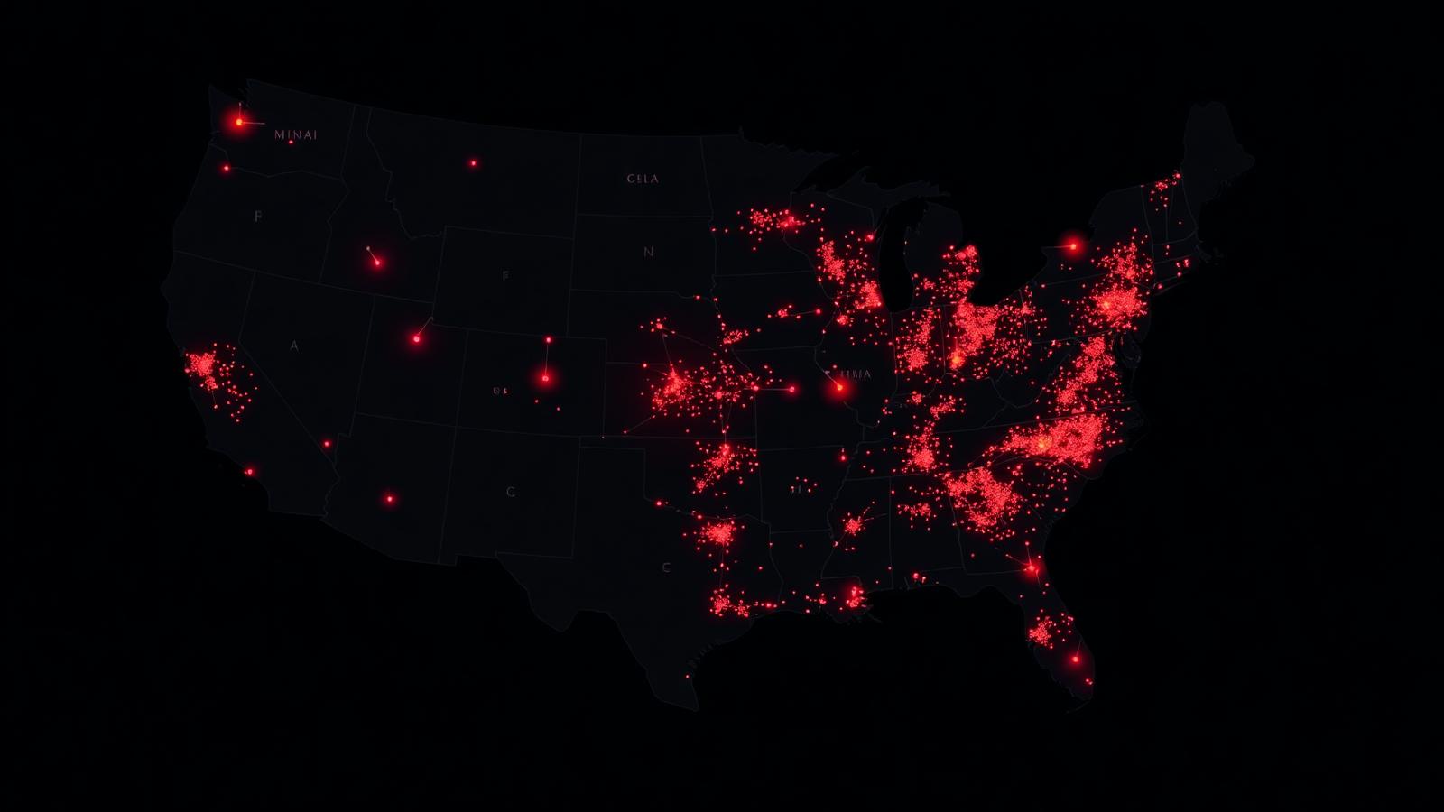 Map of United States cities